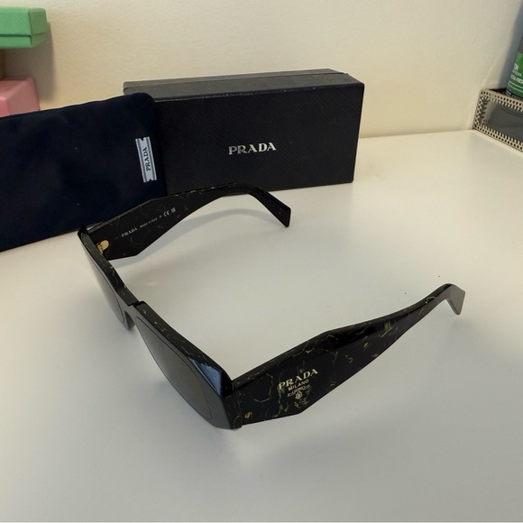 Prada Black and Gold Sunglasses - Picture 1 of 8